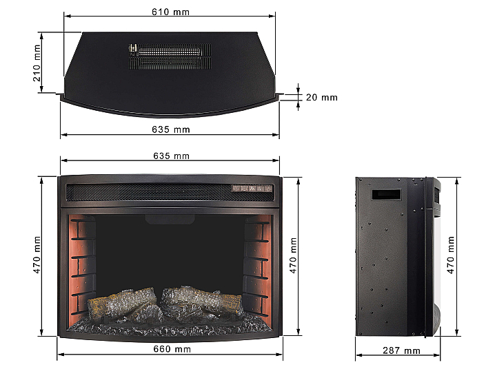 Wkład kominkowy elektryczny do zabudowy ArtiFlame AF25 Panoramic - 7-7