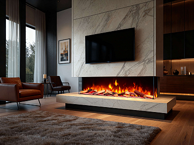 Wkład kominkowy elektryczny do zabudowy ArtiFlame AF50TS – efekt płomienia 3D, trójstronny, 125 cm, ogrzewanie, Wi-Fi