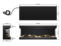 Wkład kominkowy elektryczny do zabudowy ArtiFlame AF60TS – trójstronny, szerokość 150 cm, efekt płomienia 3D, ogrzewanie, Wi-Fi - 8-8M