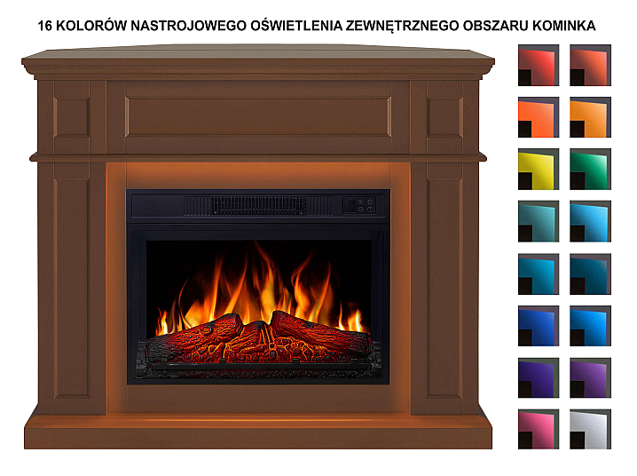 Kominek elektryczny uniwersalny 2w1 ArtiFlame Linz AF23S brązowy z podświetleniem LED - 4-4