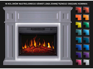 Kominek elektryczny ArtiFlame Linz AF23S biały z podświetleniem LED