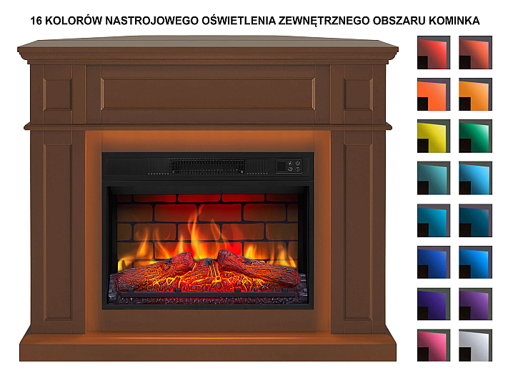 Kominek elektryczny uniwersalny 2w1 ArtiFlame Linz AF23BS brązowy z podświetleniem LED - 4-4