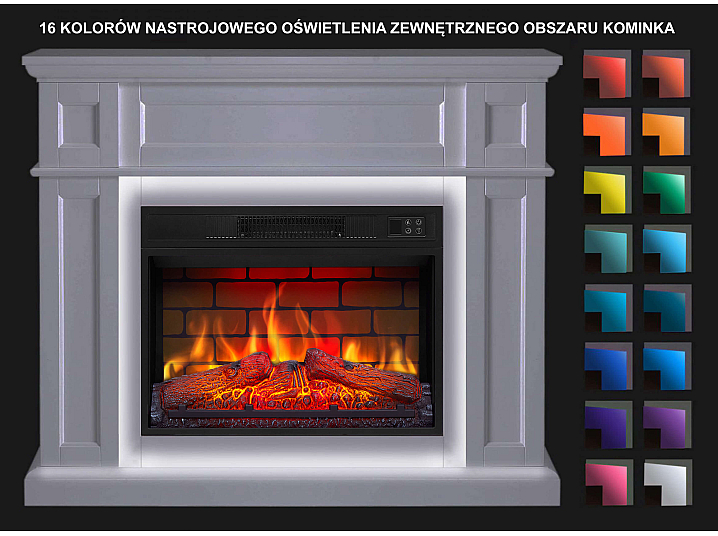 Kominek elektryczny ArtiFlame Linz AF23BS biały z podświetleniem LED - 4-4