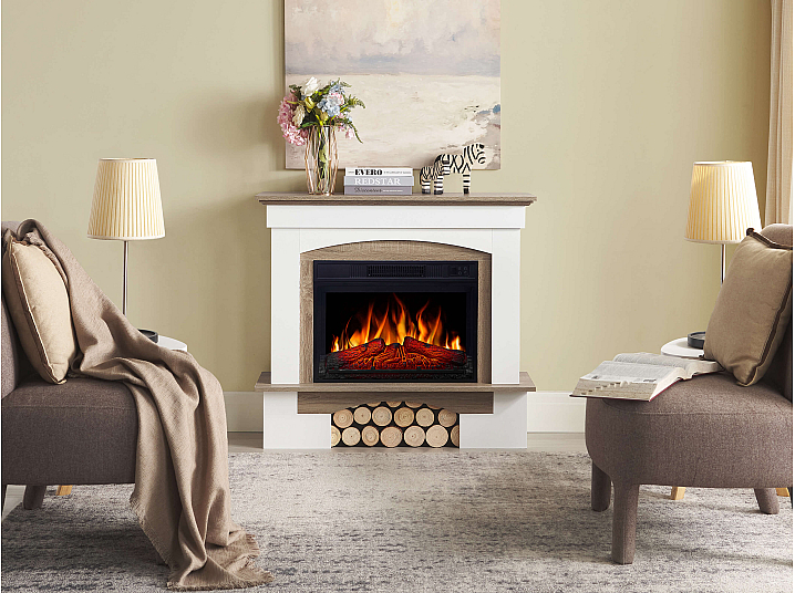 Kominek elektryczny ArtiFlame Woodley AF23S biały / dąb szary - 6-6