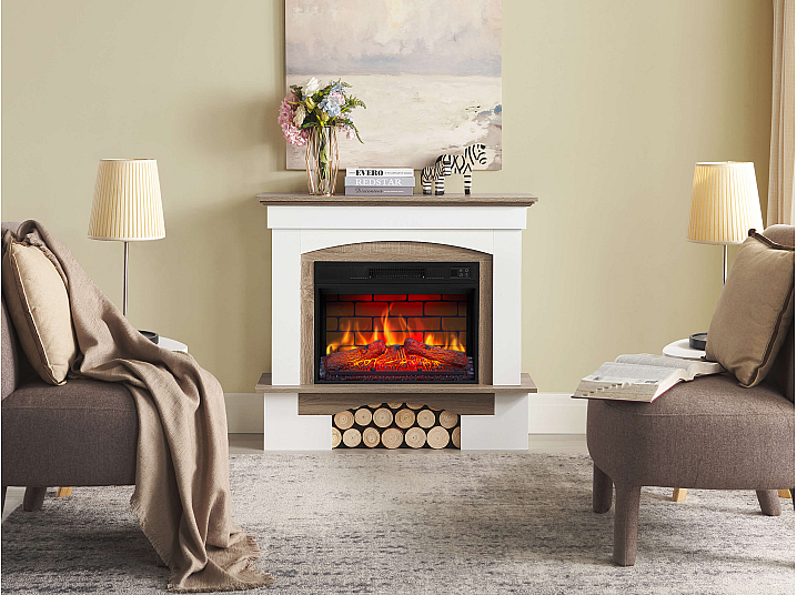 Kominek elektryczny ArtiFlame Woodley AF23BS biały / dąb szary - 6-6