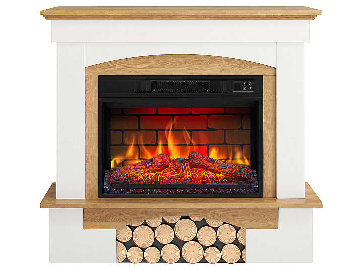 Kominek elektryczny ArtiFlame Woodley AF23BS biały / dąb naturalny - 1-1