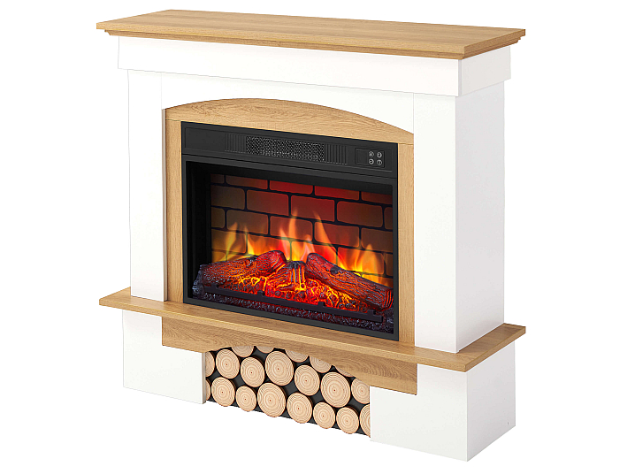 Kominek elektryczny ArtiFlame Woodley AF23BS biały / dąb naturalny - 3-3