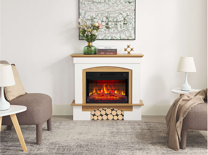 Kominek elektryczny ArtiFlame Woodley AF23BS biały / dąb naturalny - 6-6