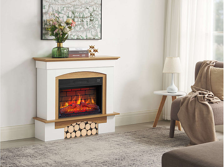 Kominek elektryczny ArtiFlame Woodley AF23BS biały / dąb naturalny - 7-7